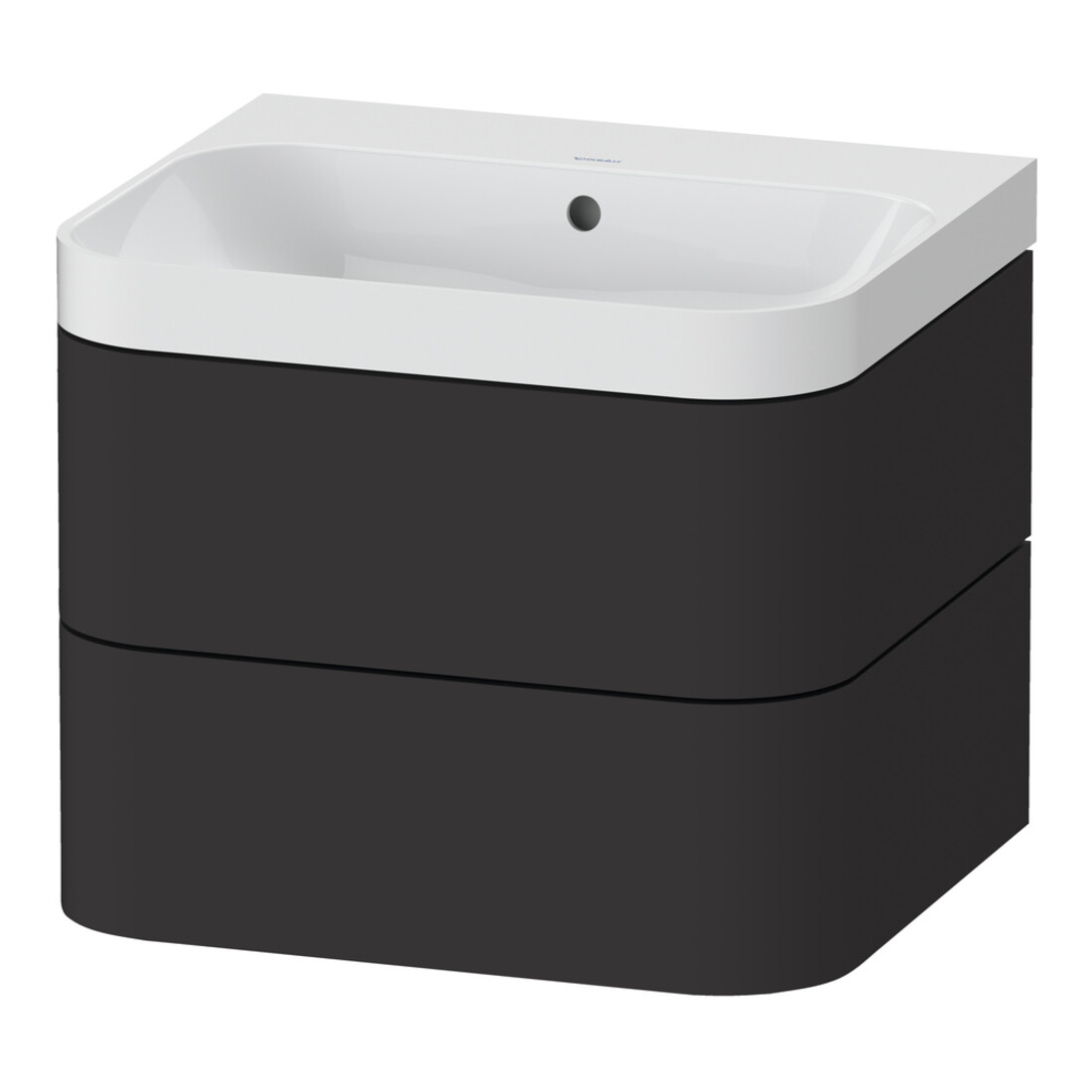 Duravit Meuble vasque Happy D.2 Plus 57,5x49cm, sans trou robinet, graphite mat, 2 tiroirs