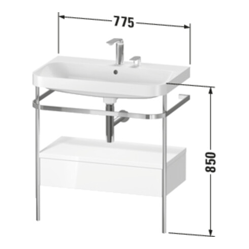 Duravit Meuble vasque Happy D.2 Plus 77,5x49 cm, 1 robinet, blanc mat, avec console, 1 tiroir