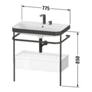 Duravit Meuble vasque Happy D.2 Plus 77,5x49 cm, 1 trou robinet, avec console, 1 tiroir-4