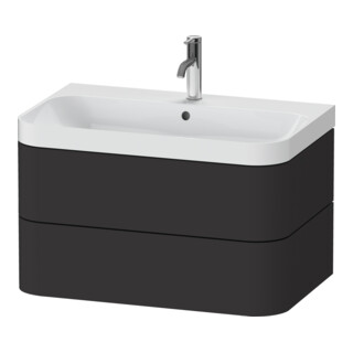 Duravit Meuble vasque Happy D.2 Plus 77,5x49 cm, 1 trou robinet, graphite mat, 2 tiroirs