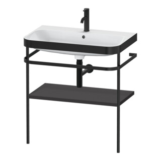 Duravit Meuble vasque Happy D.2 Plus 77,5x49 cm, 1 trou robinet, graphite mat, avec console