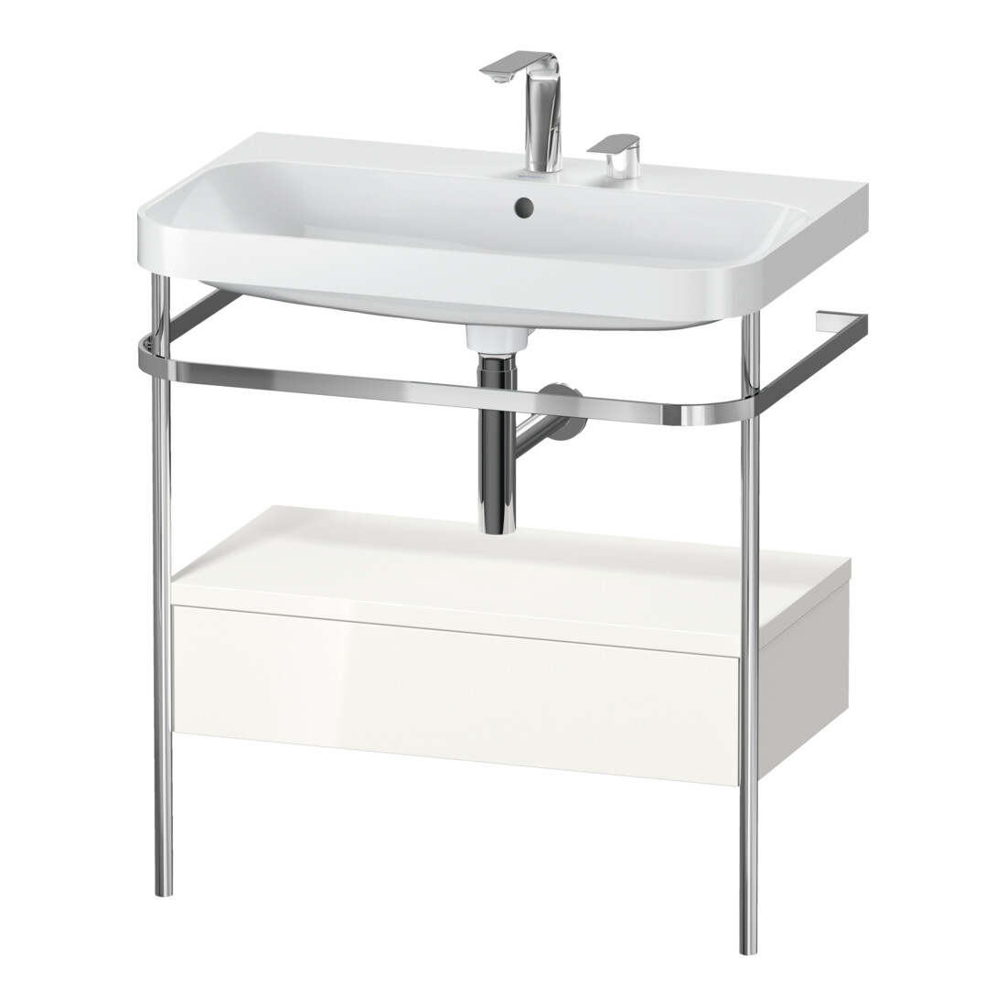 Duravit Meuble vasque Happy D.2 Plus 77,5x49 cm, 2 trous, blanc, avec console, 1 tiroir