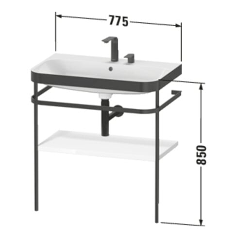Duravit Meuble vasque Happy D.2 Plus 77,5x49 cm, 2 trous, blanc mat, avec console