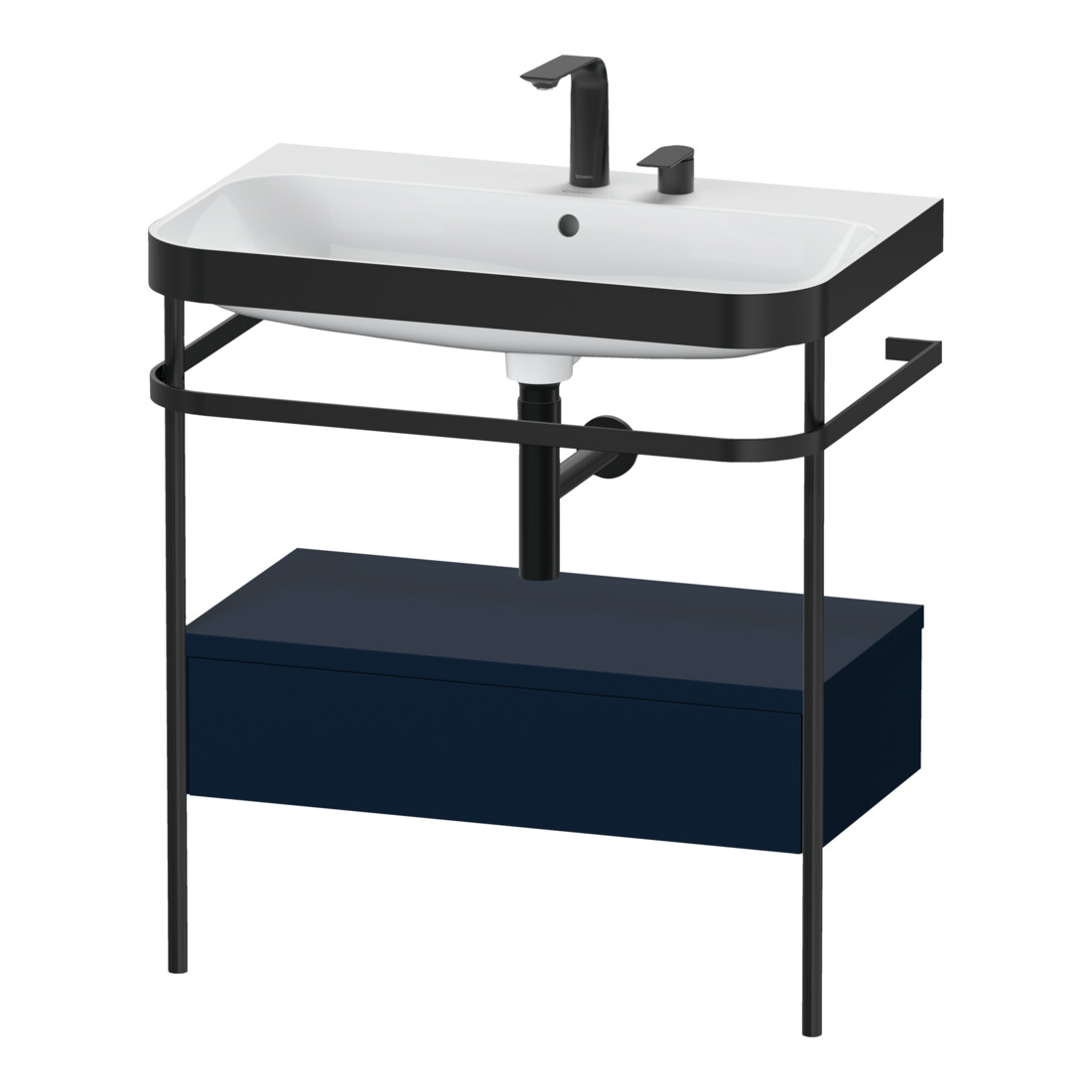 Duravit Meuble vasque Happy D.2 Plus 77,5x49 cm, 2 trous, bleu mat, avec console, 1 tiroir