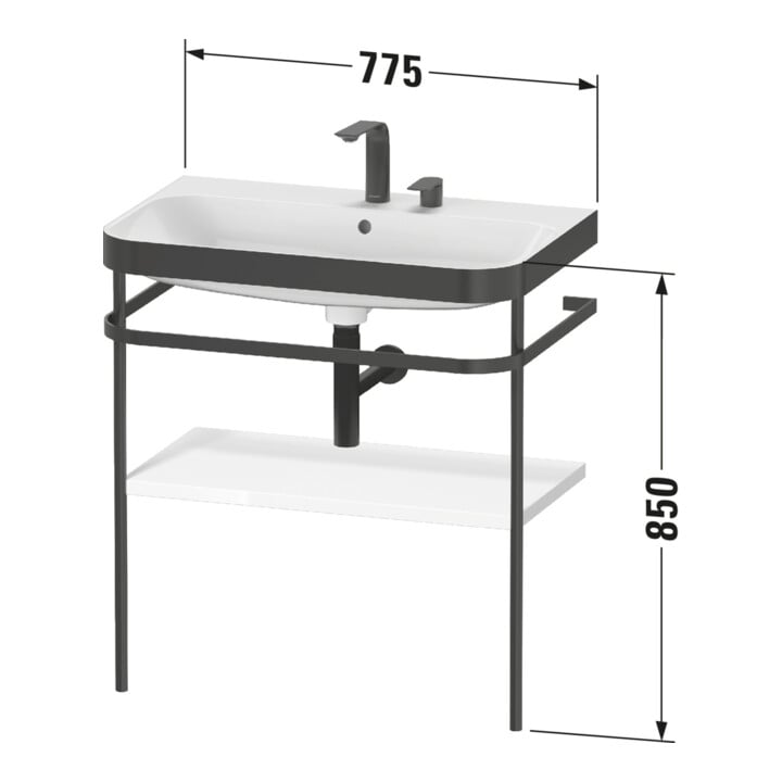 Duravit Meuble vasque Happy D.2 Plus 77,5x49 cm, 2 trous, bleu mat, avec console