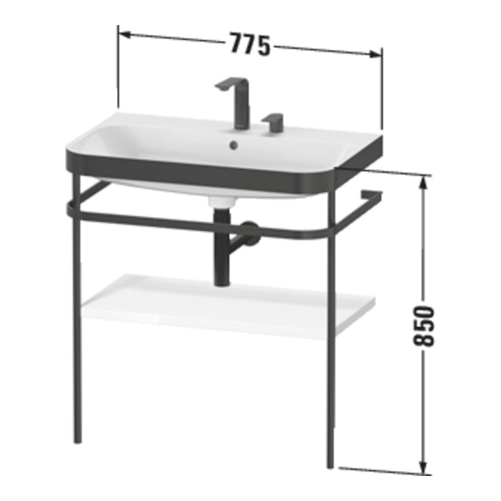 Duravit Meuble vasque Happy D.2 Plus 77,5x49 cm, 2 trous, bleu mat, avec console
