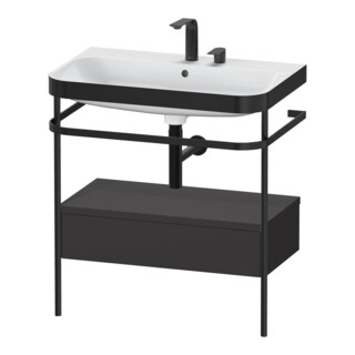 Duravit Meuble vasque Happy D.2 Plus 77,5x49 cm, 2 trous, gris, avec console, 1 tiroir