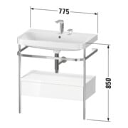 Duravit Meuble vasque Happy D.2 Plus 77,5x49 cm, 2 trous, gris, avec console, 1 tiroir-4