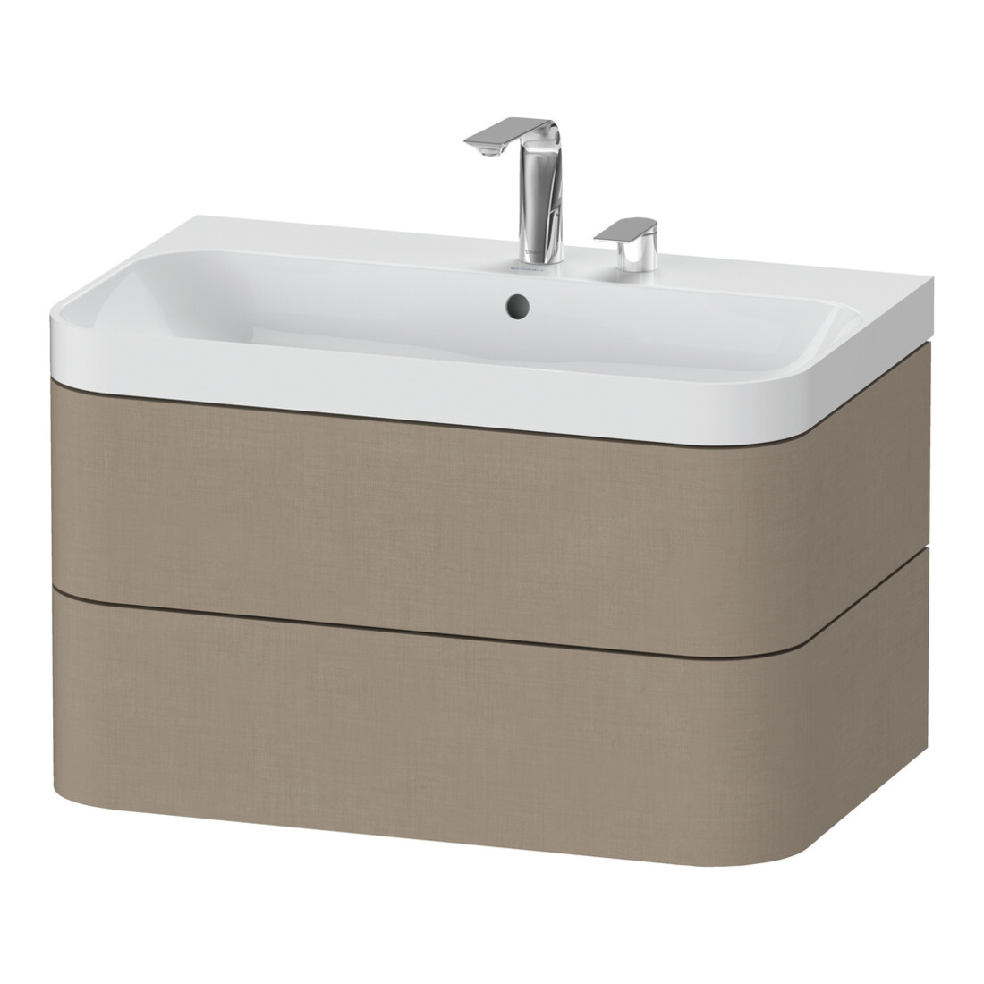 Duravit Meuble vasque Happy D.2 Plus 77,5x49 cm, 2 trous, lin, 2 tiroirs