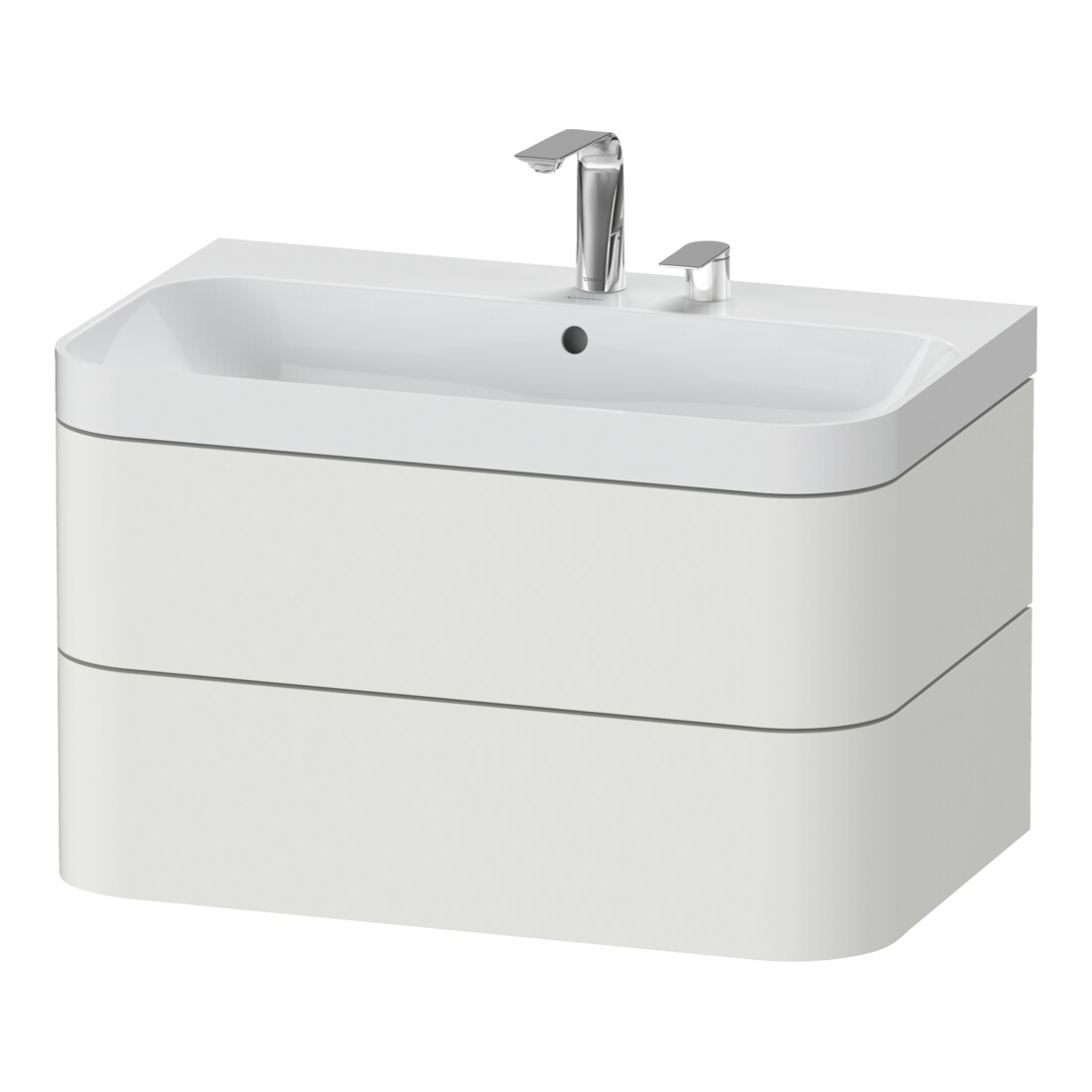 Duravit Meuble vasque Happy D.2 Plus 77,5x49 cm, 2 trous, noir mat, 2 tiroirs