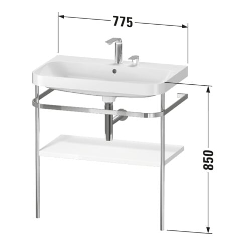 Duravit Meuble vasque Happy D.2 Plus 77,5x49 cm, 2 trous, noir mat, avec console