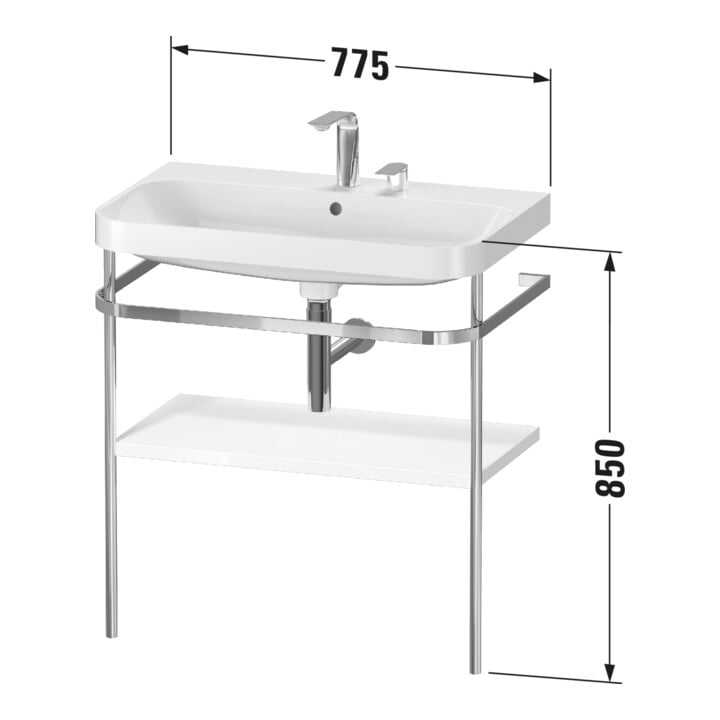 Duravit Meuble vasque Happy D.2 Plus 77,5x49 cm, 2 trous, noir mat, avec console