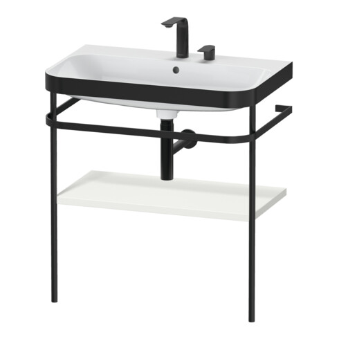 Duravit Meuble vasque Happy D.2 Plus 77,5x49 cm, 2 trous, noir mat, avec console