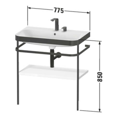 Duravit Meuble vasque Happy D.2 Plus 77,5x49 cm, 2 trous, surface mate, avec console