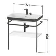 Duravit Meuble vasque Happy D.2 Plus 77,5x49 cm, 2 trous, surface mate, avec console-4