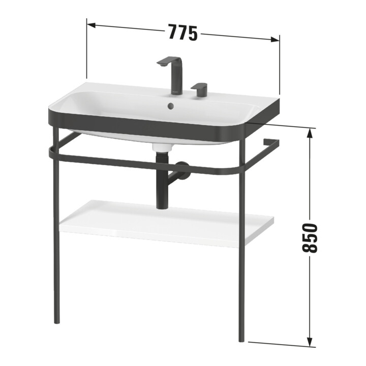 Duravit Meuble vasque Happy D.2 Plus 77,5x49 cm, 2 trous, surface mate, avec console