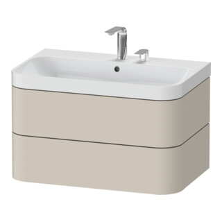 Duravit Meuble vasque Happy D.2 Plus 77,5x49 cm, 2 trous, taupe mat, 2 tiroirs