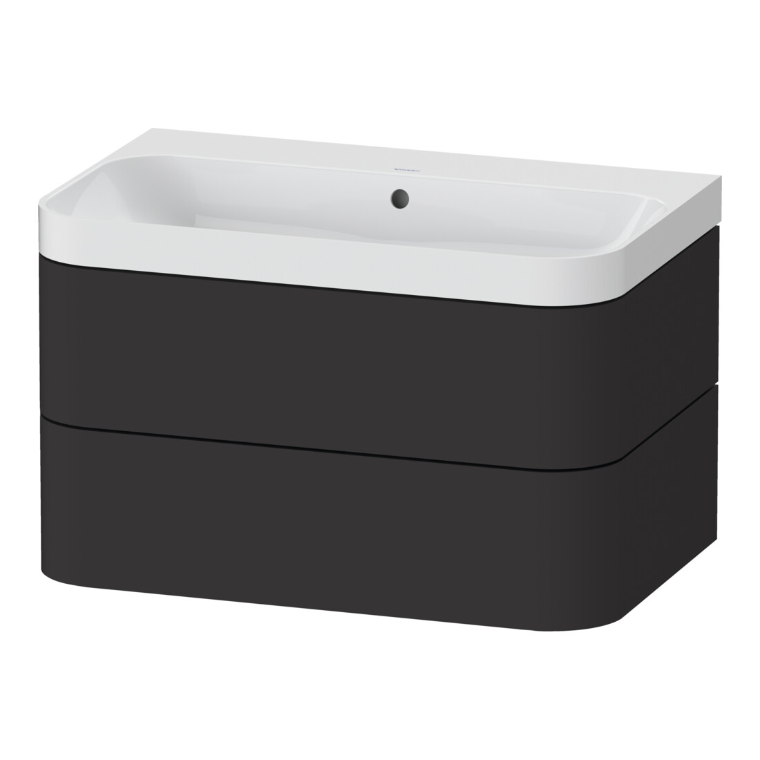 Duravit Meuble vasque Happy D.2 Plus 77,5x49 cm, sans trou robinet, graphite mat, 2 tiroirs