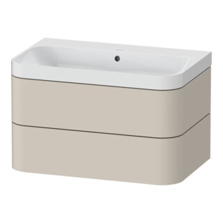 Duravit Meuble vasque Happy D.2 Plus 77,5x49 cm, sans trou, taupe mat, 2 tiroirs