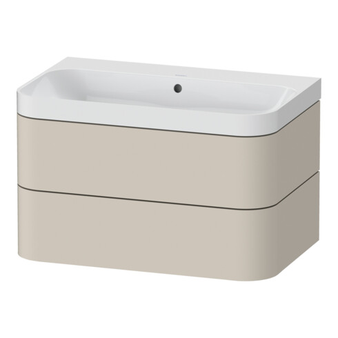 Duravit Meuble vasque Happy D.2 Plus 77,5x49 cm, sans trou, taupe mat, 2 tiroirs