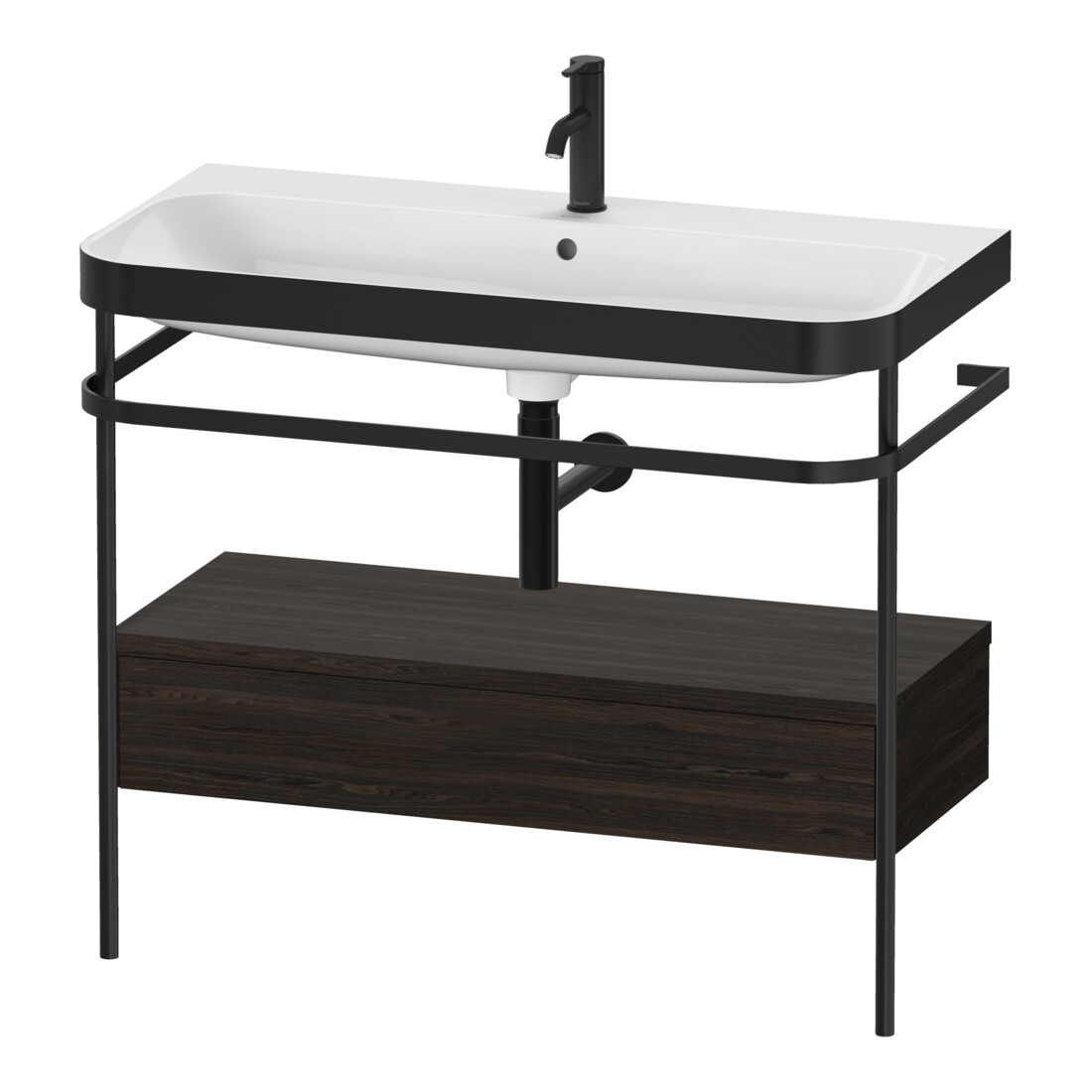 Duravit Meuble vasque Happy D.2 Plus 97,5x49 cm, 1 mitigeur, N brossé, avec console, 1 tiroir