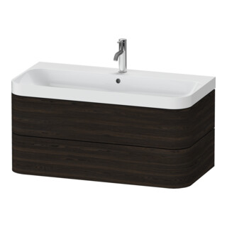 Duravit Meuble vasque Happy D.2 Plus 97,5x49 cm, 1 mitigeur, noyer, 2 tiroirs