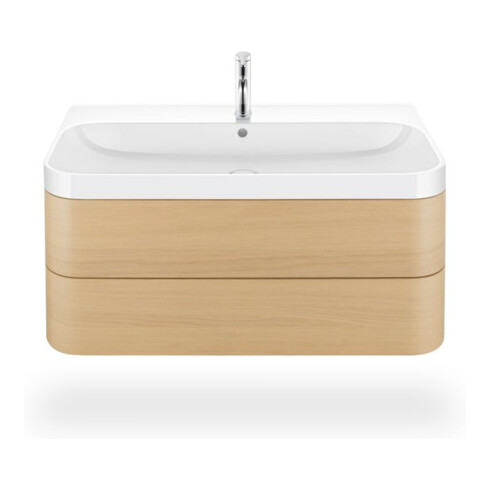 Duravit Meuble vasque Happy D.2 Plus 97,5x49 cm, 1 robinet, blanc méditerranéen, 2 tiroirs