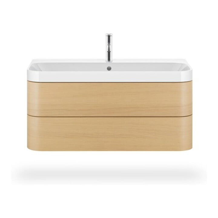 Duravit Meuble vasque Happy D.2 Plus 97,5x49 cm, 1 robinet, blanc méditerranéen, 2 tiroirs