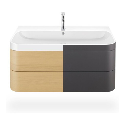 Duravit Meuble vasque Happy D.2 Plus 97,5x49 cm, 1 robinet, blanc méditerranéen, 2 tiroirs