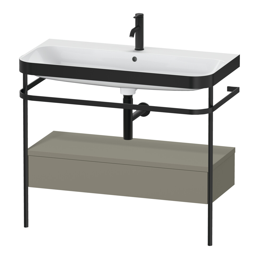 Duravit Meuble vasque Happy D.2 Plus 97,5x49 cm, 1 robinet, sans trou, avec console, 1 tiroir