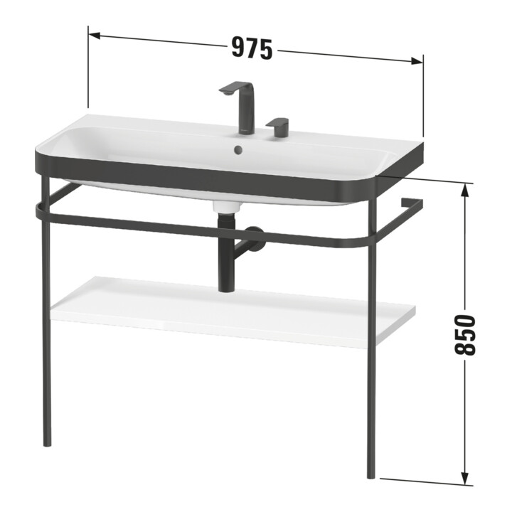 Duravit Meuble vasque Happy D.2 Plus 97,5x49 cm, 1 TH, blanc mat, avec console