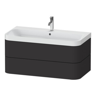 Duravit Meuble vasque Happy D.2 Plus 97,5x49 cm, 1 TH, graphite mat, 2 tiroirs