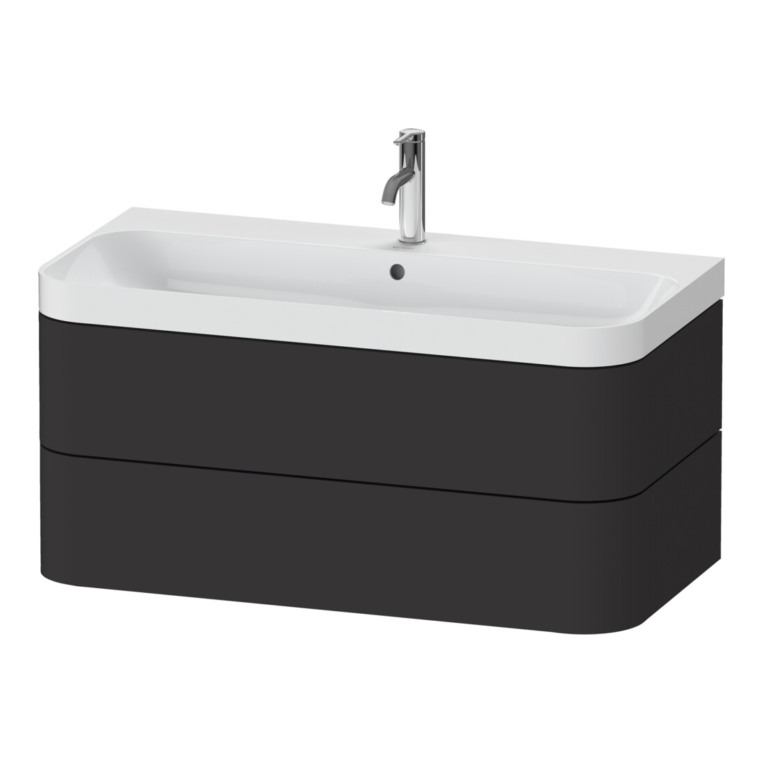 Duravit Meuble vasque Happy D.2 Plus 97,5x49 cm, 1 TH, graphite mat, 2 tiroirs