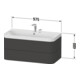 Duravit Meuble vasque Happy D.2 Plus 97,5x49 cm, 1 TH, graphite mat, 2 tiroirs