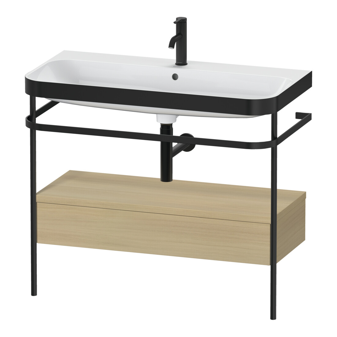 Duravit Meuble vasque Happy D.2 Plus 97,5x49 cm, 1 trou robinet, blanc, avec console, 1 tiroir