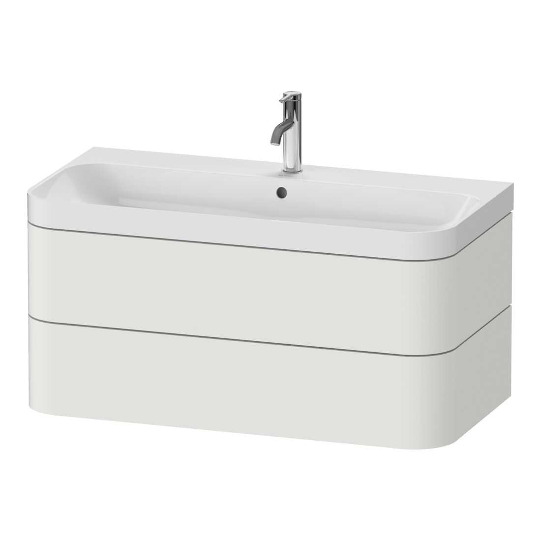 Duravit Meuble vasque Happy D.2 Plus 97,5x49 cm, 1 trou robinet, Noir mat, 2 tiroirs