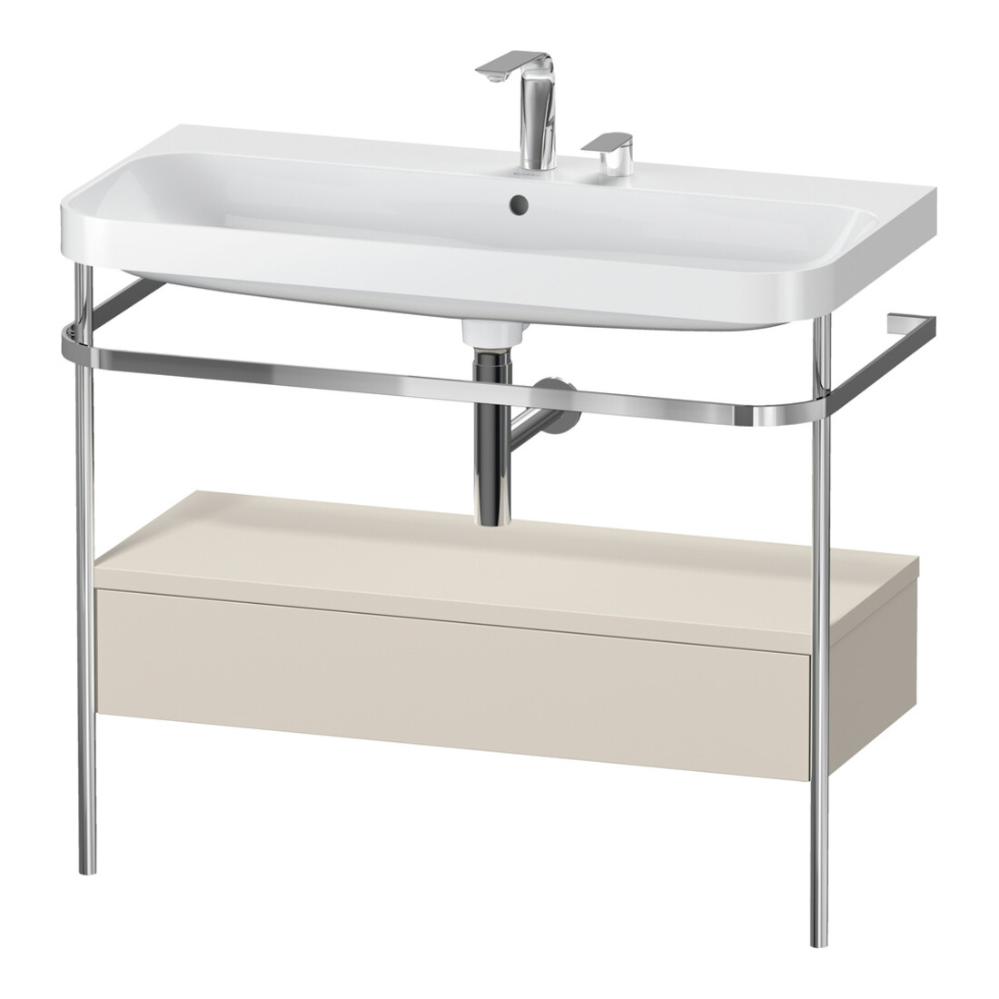 Duravit Meuble vasque Happy D.2 Plus 97,5x49 cm, 2 robinets, avec plan, avec console, 1 tiroir
