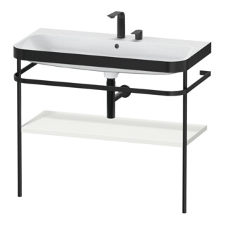 Duravit Meuble vasque Happy D.2 Plus 97,5x49 cm, 2 tiroirs, Noire satinée, avec console
