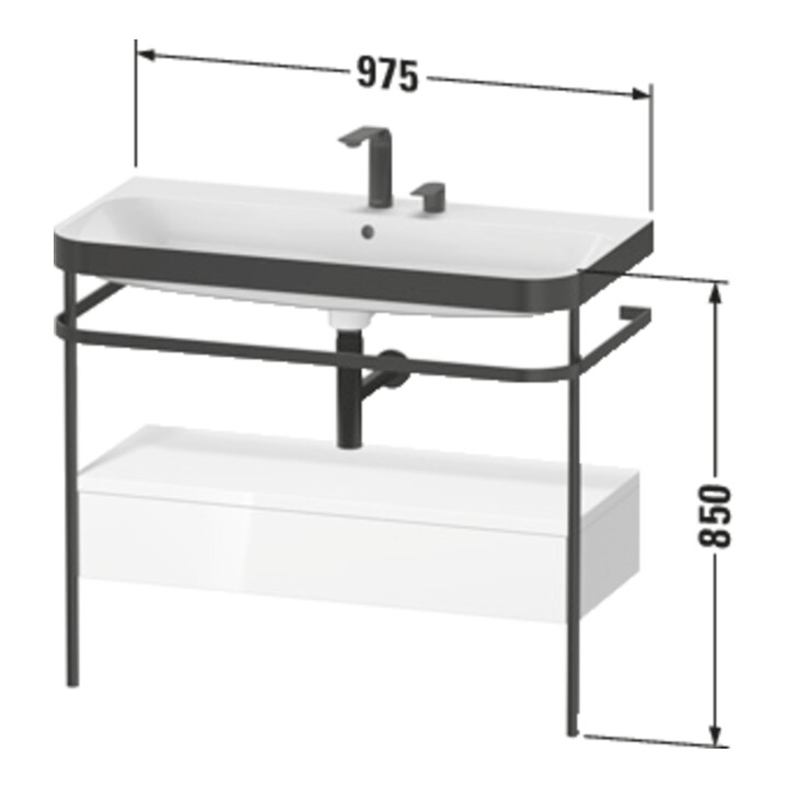 Duravit Meuble vasque Happy D.2 Plus 97,5x49 cm, 2 tiroirs, sans robinet, avec console, 1 tiroir
