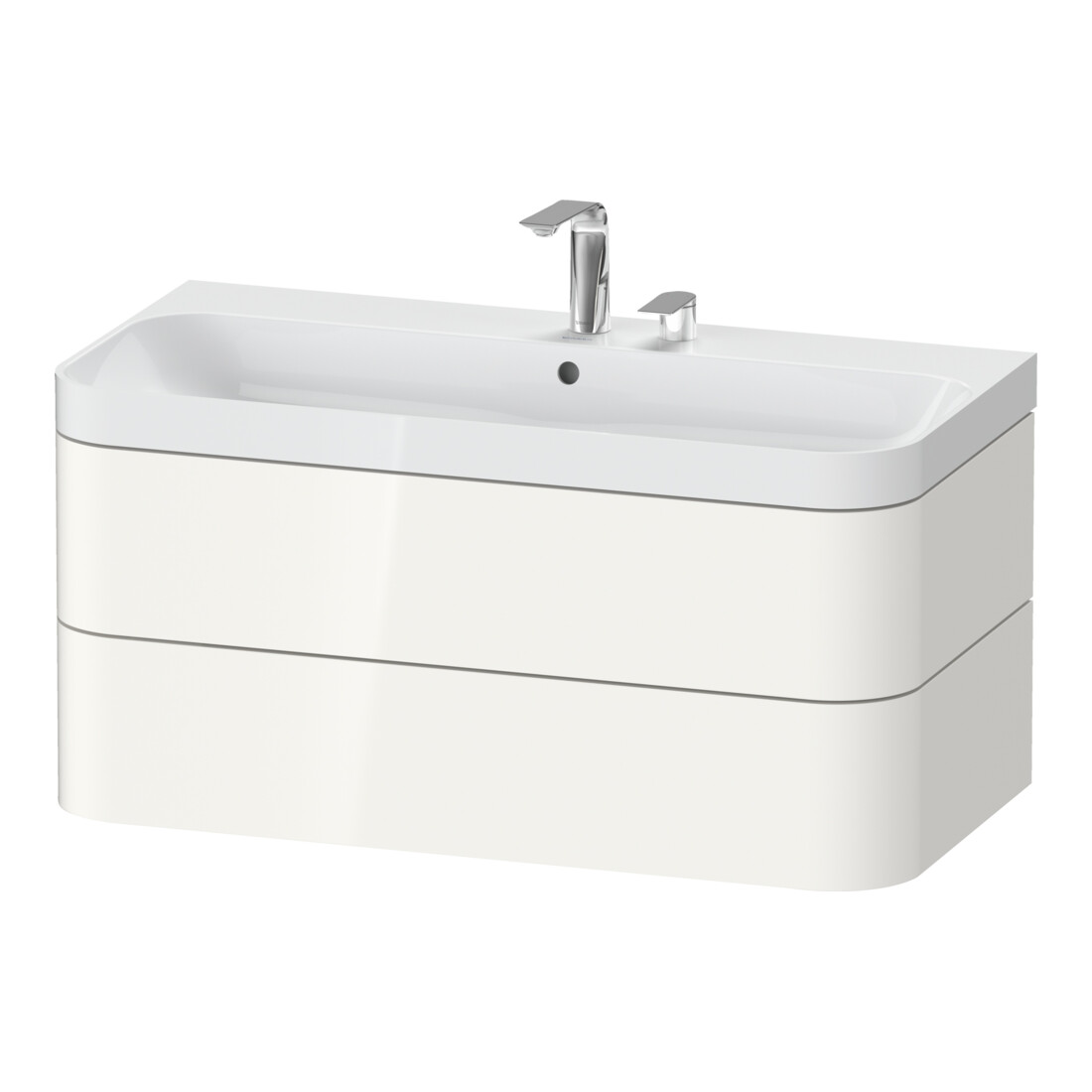 Duravit Meuble vasque Happy D.2 Plus 97,5x49 cm, 2 trous, blanc brillant, 2 tiroirs