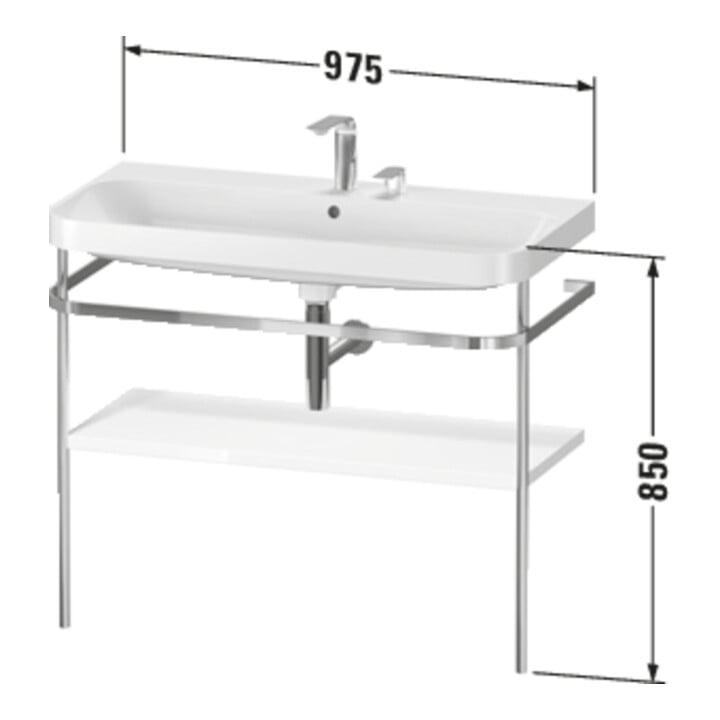 Duravit Meuble vasque Happy D.2 Plus 97,5x49 cm, 2 trous, blanc mat, avec console