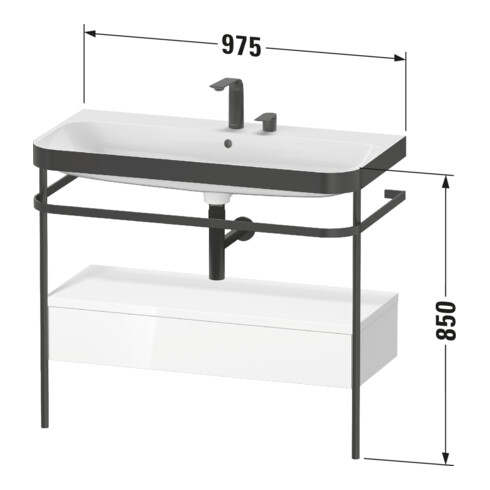 Duravit Meuble vasque Happy D.2 Plus 97,5x49 cm, 2 trous, plan, console, 1 tiroir
