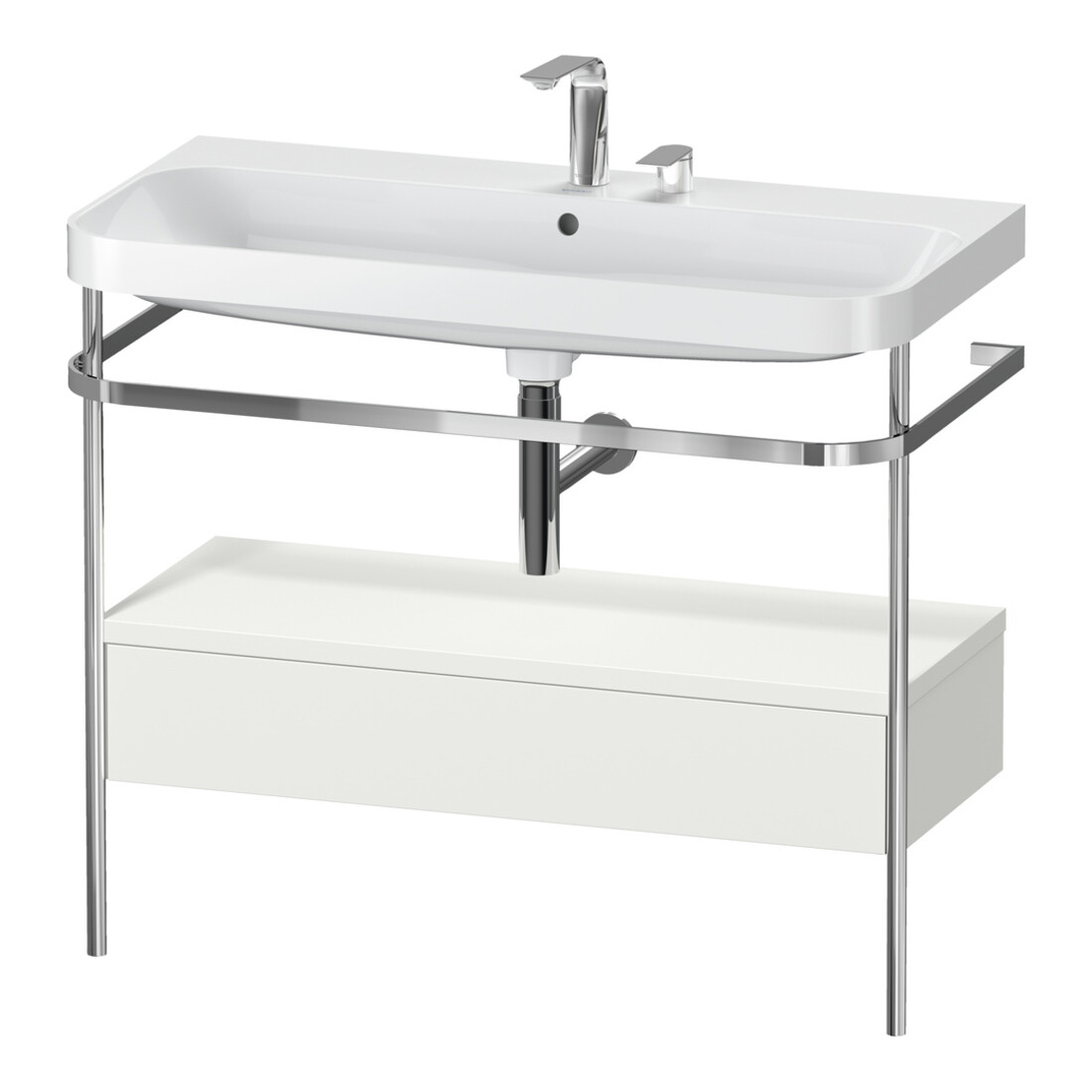 Duravit Meuble vasque Happy D.2 Plus 97,5x49 cm, 2 trous, sans robinet, avec console, 1 tiroir