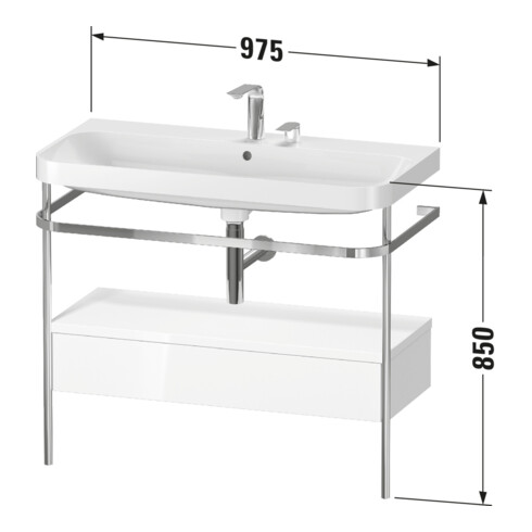 Duravit Meuble vasque Happy D.2 Plus 97,5x49 cm, 2 trous, sans robinet, avec console, 1 tiroir