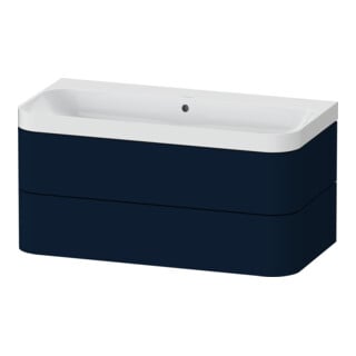 Duravit Meuble vasque Happy D.2 Plus 97,5x49 cm, sans trop-plein, bleu mat, 2 tiroirs