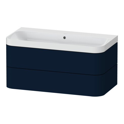 Duravit Meuble vasque Happy D.2 Plus 97,5x49 cm, sans trop-plein, bleu mat, 2 tiroirs