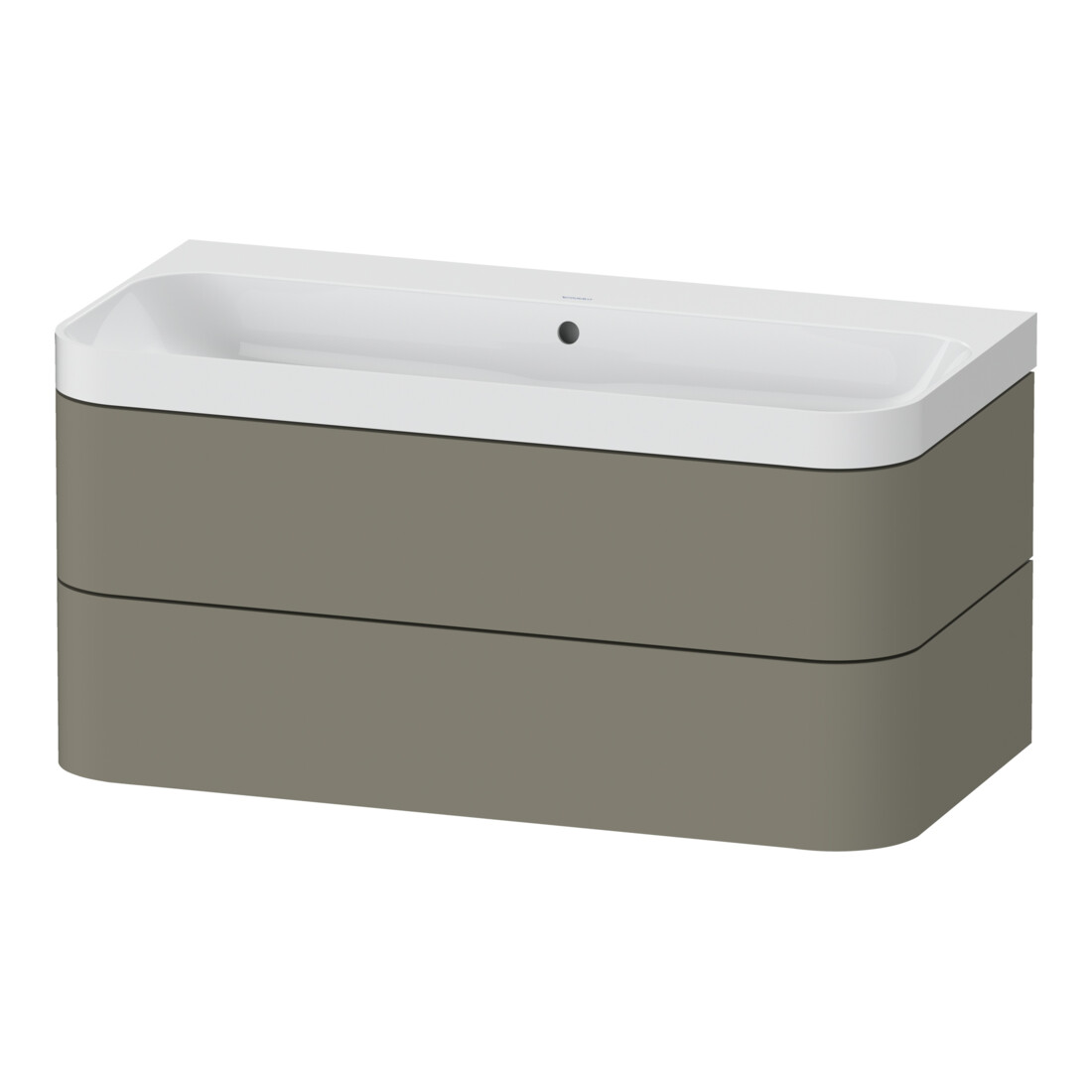 Duravit Meuble vasque Happy D.2 Plus 97,5x49 cm, sans trop-plein, gris mat, 2 tiroirs