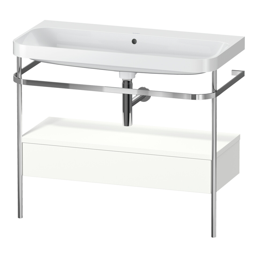 Duravit Meuble vasque Happy D.2 Plus 97,5x49 cm, sans trou, blanc mat, avec console, 1 tiroir