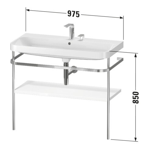 Duravit Meuble vasque Happy D.2 Plus 97,5x49 cm, sans trou, blanc mat, avec console