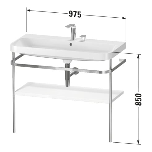 Duravit Meuble vasque Happy D.2 Plus 97,5x49 cm, sans trou, blanc satin, avec console